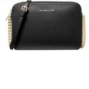 Michael Kors Jet Set Logo Crossbody Bag Black / Gold -BRAND NEW with tags